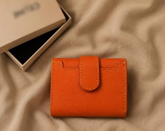 Genuine Leather Card Holder Wallet, Unisex Slim Leather Wallet, Handmade Minimalist Card Case, Compact Pocket Wallet Leather Gift for Dad