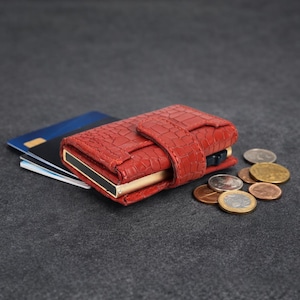 Pop-Up Card Holder Wallet, Genuine Leather with Cash Slot — Slim Automatic Unisex Wallet, Minimalist Christmas Gift