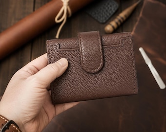 Portafoglio porta carte in pelle marrone di alta qualità, sottile, minimalista, di lusso, compatto, porta carte di credito, portafoglio in pelle fatto a mano, regalo per la festa del papà
