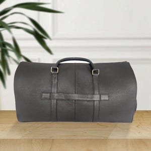 Suite/Trousse à vêtements et sac de week-end en un | Sac de voyage en cuir de vachette pleine fleur + compartiment à chaussures | Cabas unisexe