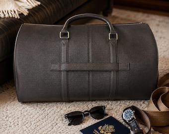 Borsa da viaggio di lusso in vera pelle pieno fiore, ideale per weekend e viaggi, con design pieghevole, perfetta come regalo per la festa del papà.