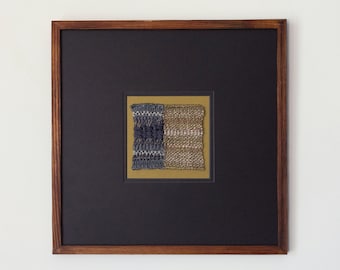 Framed Small Silk, Mohair & Wool Weaving | Original Abstract Weaving, Framed Wall Art, Fibre Art, Mid Century | 13" x 13" | 'Rise'