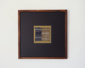 Framed Small Silk, Mohair & Wool Weaving | Original Abstract Weaving, Framed Wall Art, Fibre Art, Mid Century | 13" x 13" | 'Rise'