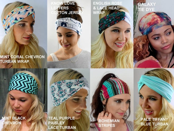 Items similar to Wide Yoga Headband Choose ANY TWO Workout HeadBand ...