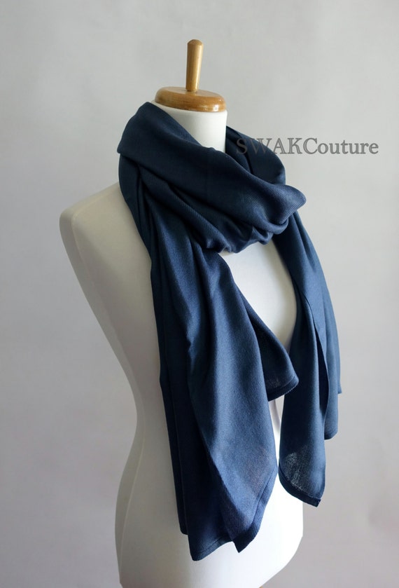 Pashmina Wedding Scarf Navy Blue Bridal Shawl Wrap Etsy