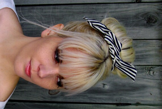 Bun Wire Wrap Black White Stripe Wired Flex Headband Pin Up Etsy
