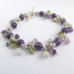 Amethyst Peridot Moonstone & Pearl Bracelet