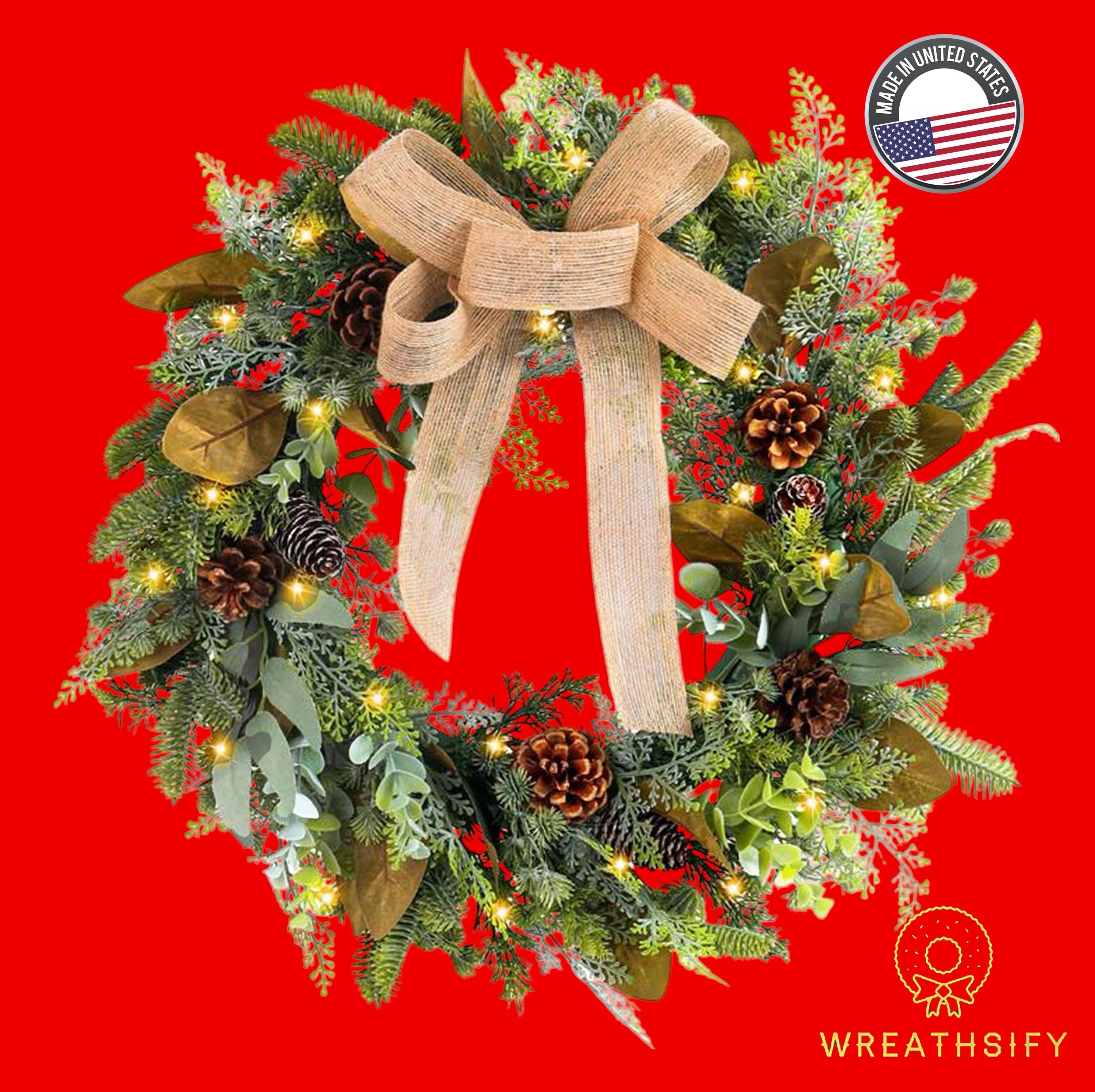 Christmas wreath prelit artificial - Etsy 日本