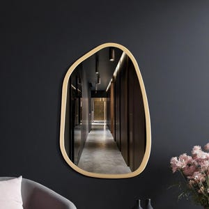 Gold Asymmetrical Wall Mirror: Modern Organic Accent Mirror
