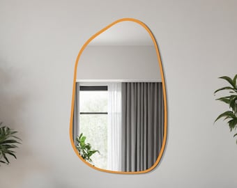 Wiggle Pure Orange Wall Mirror – Playful Freeform Handmade Accent for Living Room, Bedroom & Hallway Style