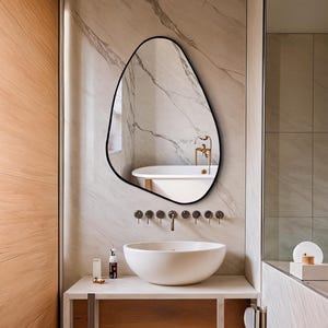 Irregular Asymmetrical Wall Mirror, Unique Decorative Mirror for Bathroom, Bedroom, Entryway, Living Room, Modern Home Accent