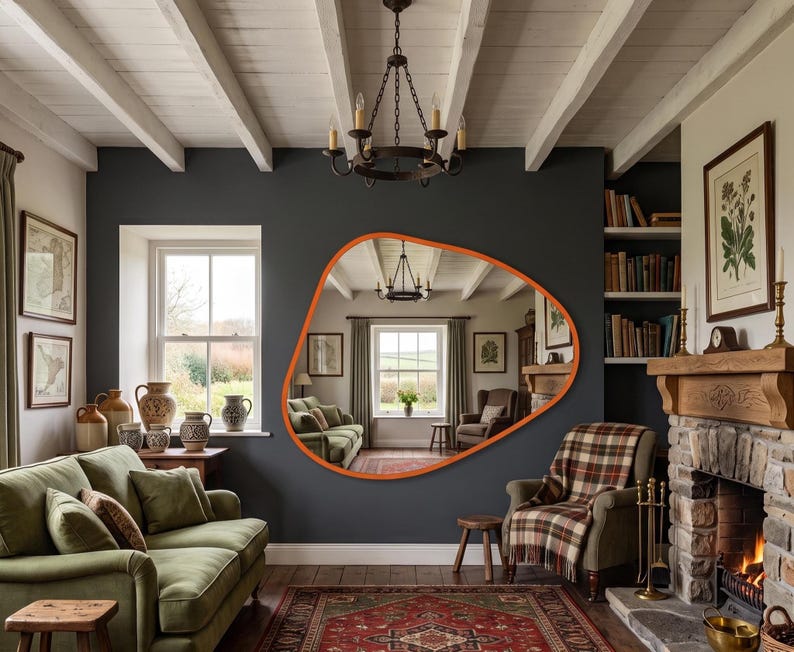 orange wall mirror