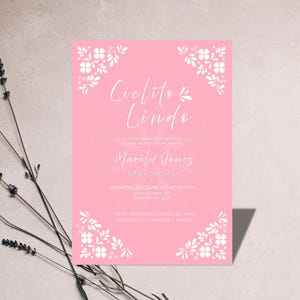 Cielito Lindo Baby Shower Invitation, Cielito Lindo Mexican Talavera Invitation, Pink Baby Shower Invite, Digital Party invitation.