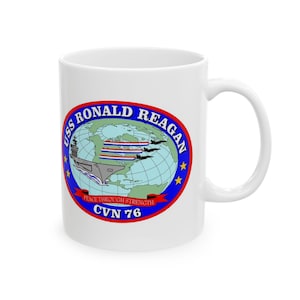 USSロナルド・レーガン セラミックマグカップ - 海軍軍事記念品、パーソナライズギフト、コーヒー愛好家向けマグカップ、退役軍人への感謝の気持ち