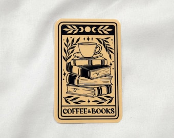 Minimalist Books & Coffee Sticker – Book Lover Gift, Cozy Bookish Decor