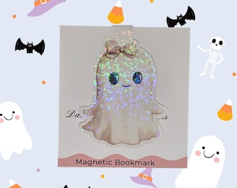 Ghost with Pink Bow Magnetic Bookmark