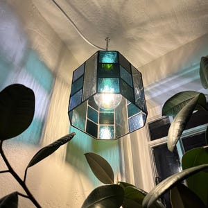 Handmade stained glass pendant light fixture