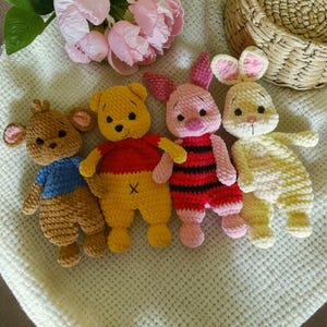 7in1 Winnie the Pooh friends , Piglet, Rabbit , Kangaroo, Donkey, Tigger, Elephant Crochet Pattern Amigurumi Comforter Snuggler PDF EN DE Fr image 18