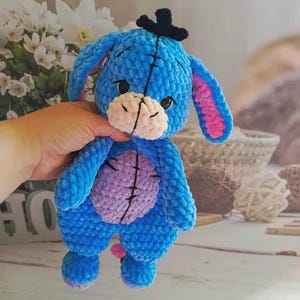 7in1 Winnie the Pooh friends , Piglet, Rabbit , Kangaroo, Donkey, Tigger, Elephant Crochet Pattern Amigurumi Comforter Snuggler PDF EN DE Fr image 10