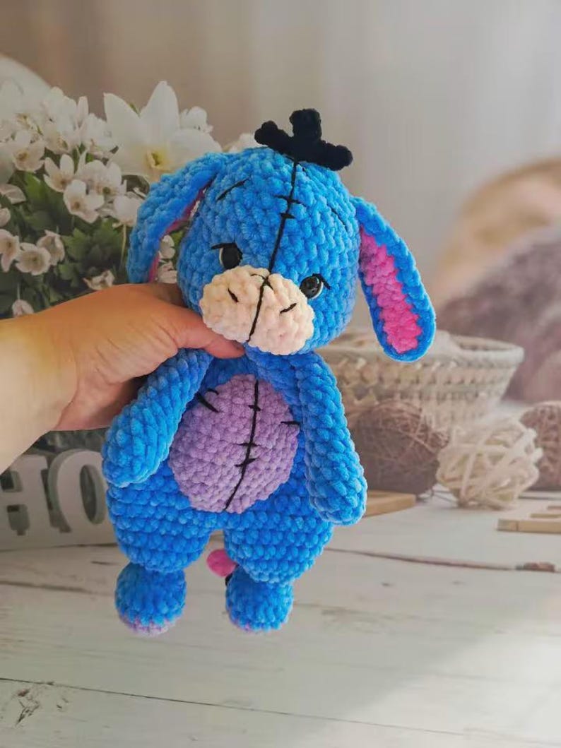 7in1 Winnie the Pooh friends , Piglet, Rabbit , Kangaroo, Donkey, Tigger, Elephant Crochet Pattern Amigurumi Comforter Snuggler PDF EN DE Fr image 10