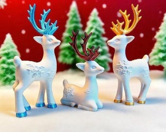 Archivo para imprimir un adorable reno navideño en 3D, archivo STL de ciervo en 3D, archivo STL de decoración de ciervo, ciervo acostado, archivo para impresión 3D, decoración navideña para el hogar