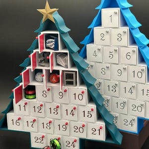 Árbol de calendario de adviento, archivo de impresión 3D, archivo STL, Navidad, Adviento, árbol de Navidad, calendario de adviento de impresión 3D