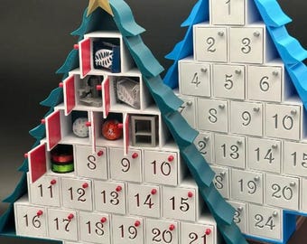 Árbol de calendario de adviento, archivo de impresión 3D, archivo STL, Navidad, Adviento, árbol de Navidad, calendario de adviento de impresión 3D
