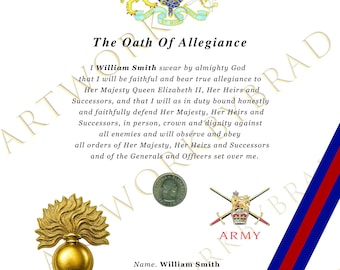 Personalised Grenadier Guards Certificate | Oath of Allegiance | British Army Veteran Gift