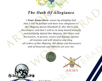 Certificado de juramento de lealtad de los lanceros 17.º/21.º