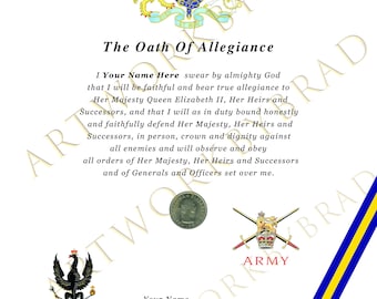 Certificado de juramento del 14.º/20.º Regimiento de Húsares del Rey – Impresión militar personalizada