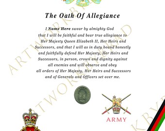 Regimiento de la Reina de Lancashire, Certificado de Juramento de Lealtad, Chelín de la Reina / Obsequio del Ejército Británico