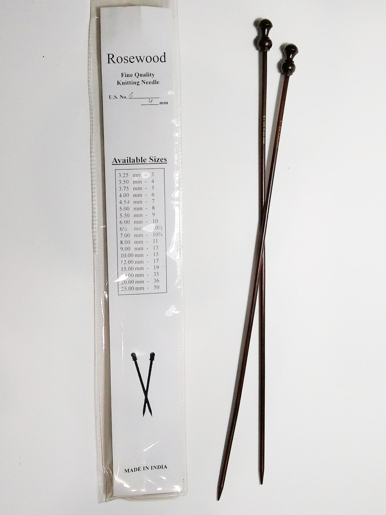 One pair of 14 Rosewood knitting needles size US 6 Etsy