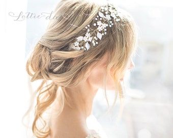 Champagne Gold Flower Hair Wreath Copper Boho Wire Hair Vine Headpiece Silver /'FAWN/' Gold Bridal Headband Wedding Headband