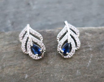 Blue Sapphire, Emerald Green or Clear Vintage Style Bridal Wedding Bridesmaids Earrings -  'AYLA'