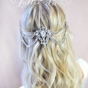 Wedding Hair Accessory, Bridal Hair Comb, Vintage Style Bridal Hair Accessory, Boho, Grecian, Hair Chain, Crystal Comb - 'VICTORIA'