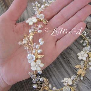 Bridal Headpiece Halo Hair Vine, Boho Wedding Flower Hair Vine Headband Gold, Rose Gold, Silver - 'BELLA'