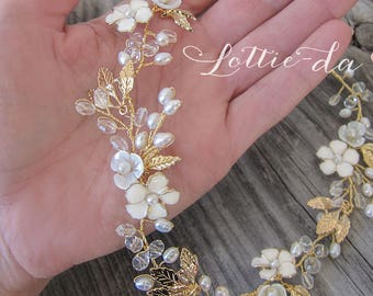 Bridal Headpiece Halo Hair Vine, Boho Wedding Flower Hair Vine Headband Gold, Rose Gold, Silver - 'BELLA'