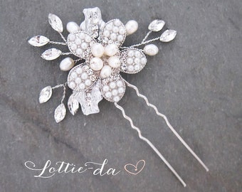 Vintage Style Flower Hair Pin, Wedding Hair Pin, Wire Wedding Hair comb, Wedding Hair Vine, Boho Headpiece - 'RAINE'