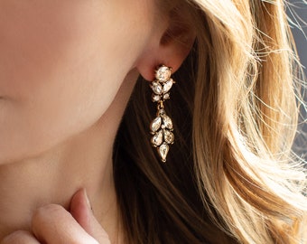 Earrings for Wedding, Boho Vintage Style Dangling Bridal Bridesmaids Earrings, Antique Gold   - 'BORDEAUX'