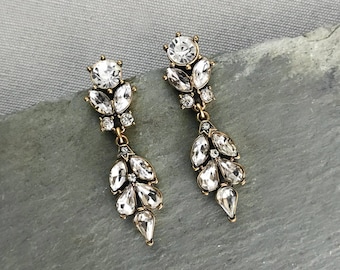 Vintage Style Wedding Earrings Dangling Bridal Earrings Antique Gold Bridal Earrings Bridesmaids Gifts - "BORDEAUX"