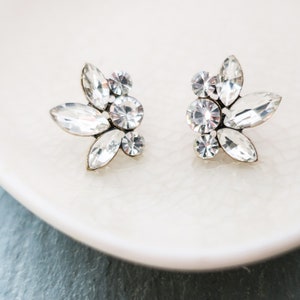 Wedding Stud Earrings, Vintage Style Crystal Bridesmaids Earrings, Antique Gold Bridal Earrings, Bridesmaids Gifts ELITA image 7