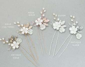Boho Wedding Flower Hair Pin, Bridesmaids Hair Accessory, Bridal Hair Pin Gold, Rose Gold, Silver, Antique Silver, Antique Gold  - 'BELLA'