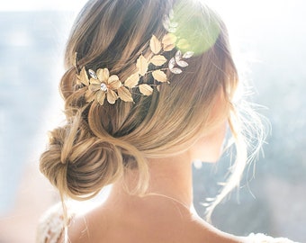 Wedding Hair Accessory Hair Comb, Vintage Boho Style Leaf Flower Wedding Hair Accessory - ''April'