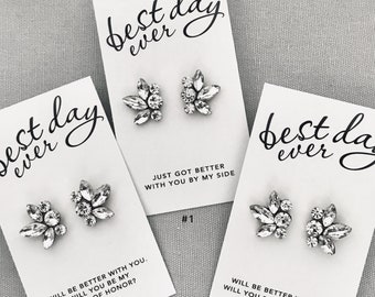Bruidsmeisjescadeau - Paar oorbellen met kaart, bedank- of voorstelkaarten met 'ELITA'-oorbellen