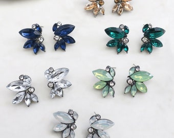 Grad, Prom, Birthstone Bridesmaids Earrings, Vintage Crystal Bridal Stud Earrings, Color Crystal Earrings Wedding Earrings - 'NICOLETTE'