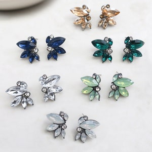 Grad, Prom, Birthstone Bridesmaids Earrings, Vintage Crystal Bridal Stud Earrings, Color Crystal Earrings Wedding Earrings - 'NICOLETTE'