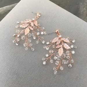 Wedding Vine Earrings, Leaf Bridal Vine Earrings, Wedding Earrings, Boho Pixie Woodland Earrings - "PRINNA"