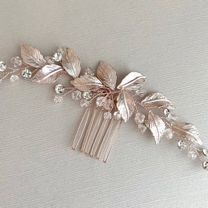 Wedding Hair Accessories, Boho Bridal Accessory, hair comb, Leaf design, Silver, Gold, Rose Gold, Champagne, bronze, copper Naida image 1