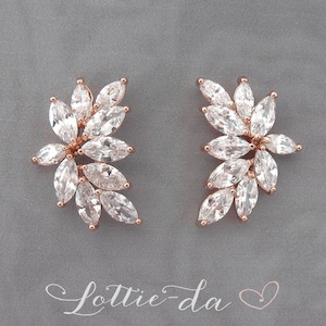 Vintage 1920's Style Rose Gold Crystal Wedding Earrings in Rose Gold, Silver or Gold, - 'KASIA SMALL'