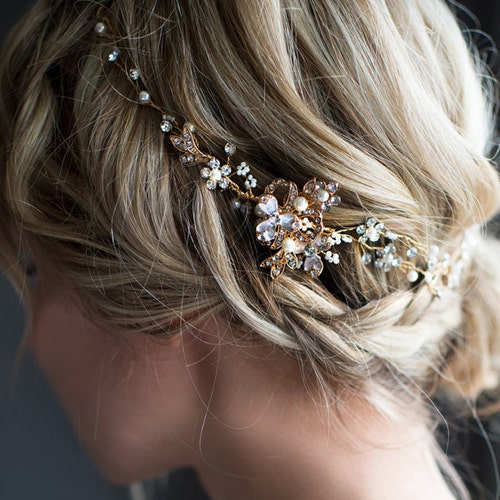 Gold Hair Vine Boho Half Halo Rose Gold Gold Silver Half - Etsy Gold Hair Vine Boho Half Halo Rose Gold Gold Silver Half - Etsy